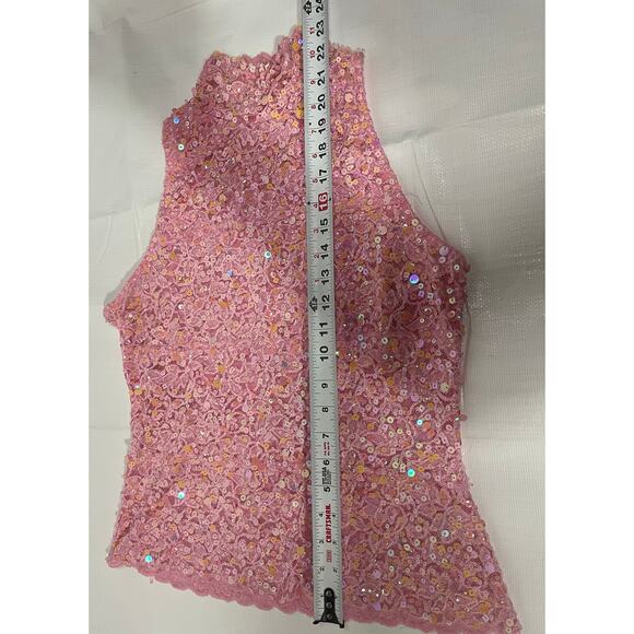 Vintage Cache Pink Sequin Beaded Tank Y2K Party Top Size Large #y2k #club #glam - Picture 5 of 6